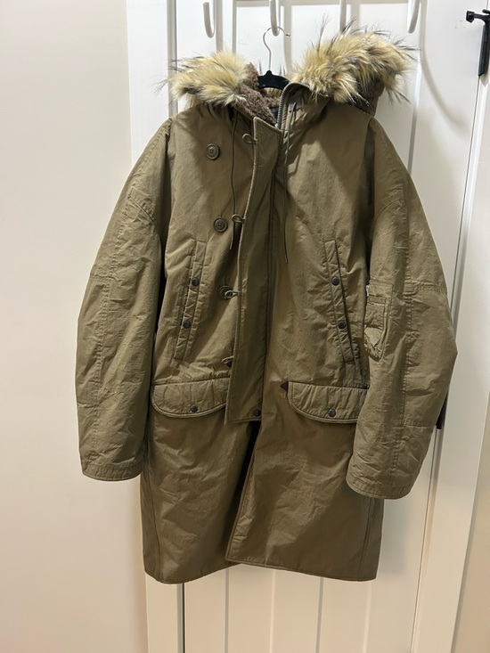 R13 Jackets & Blazers - R13 Olive Green Parka Coat with Faux Fur Trim